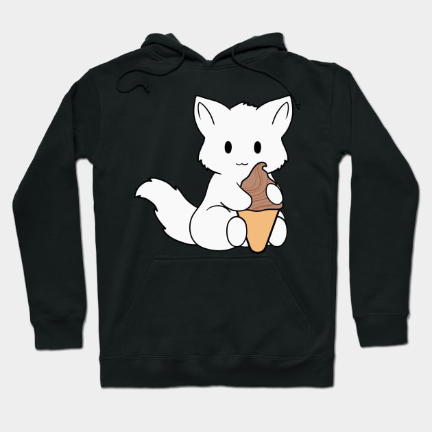 Chocolate Ice Cream White Fox Hoodie by BiscuitSnack